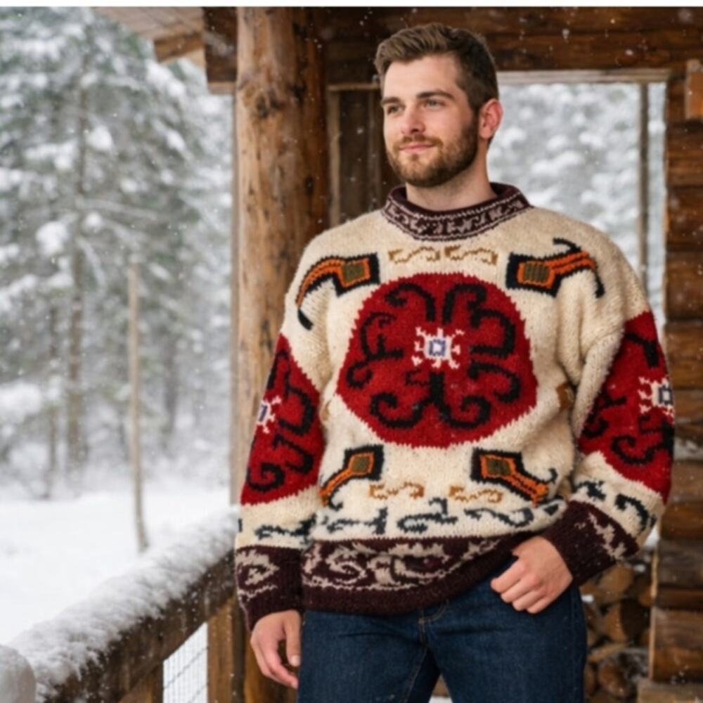 Tejidos Milma Huasi Men’s Vintage Wool Sweater Medium/Large Ecuador Circa 1990s